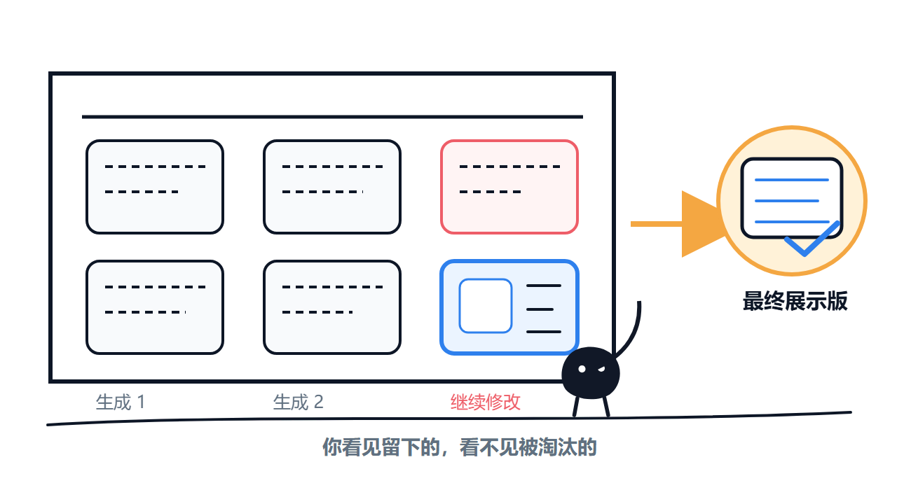 你看到的是最终版,看不到被淘汰的版本